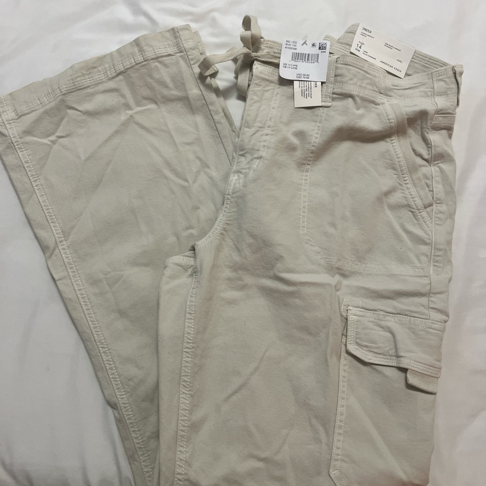 American Eagle Outfitters Cream Stretch Pants - Picture 2 of 3